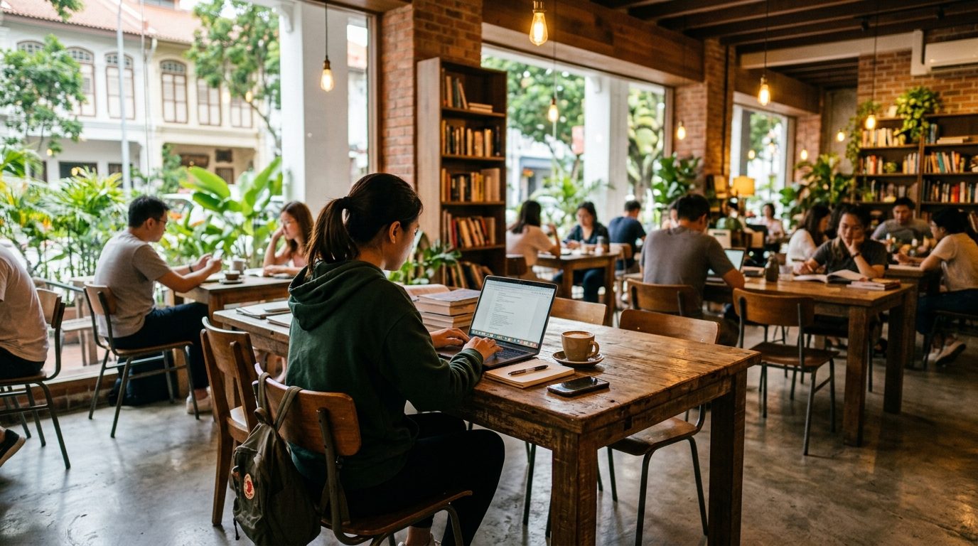Cozy study cafe environment in Singapore