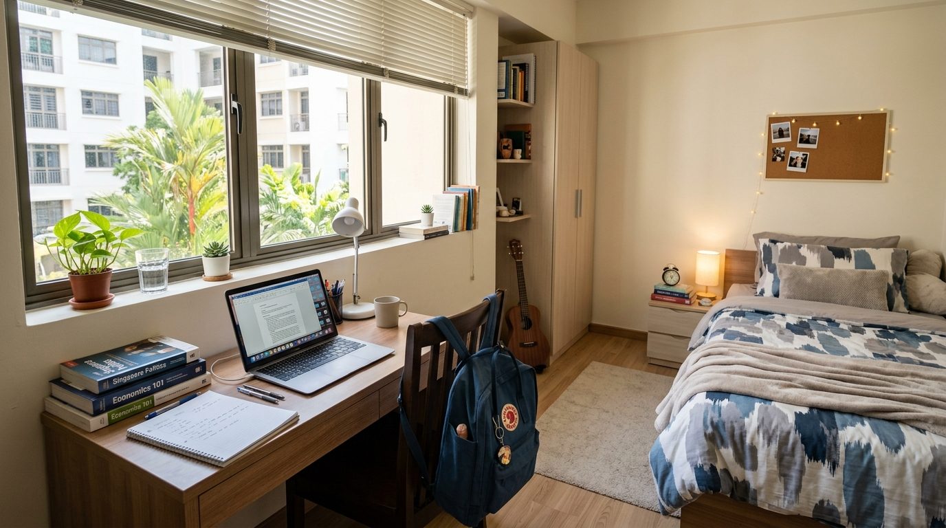A tidy and bright fully furnished student room in Singapore