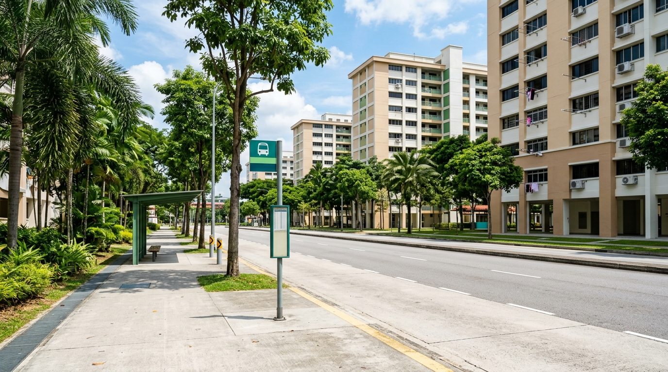 Quiet street scene in Jurong West near NTU campus